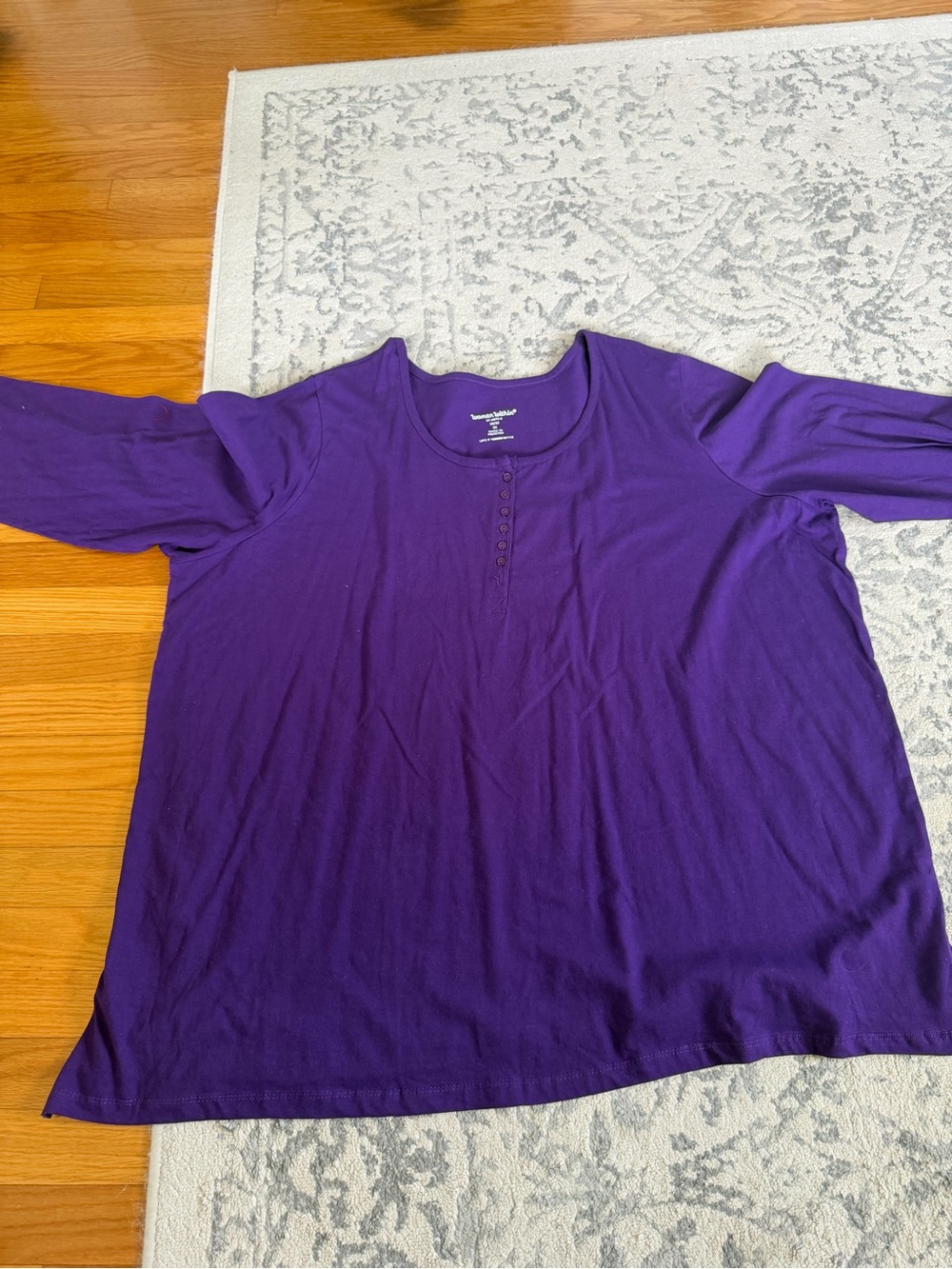 Woman Within Purple Long Sleeve Henley Tee